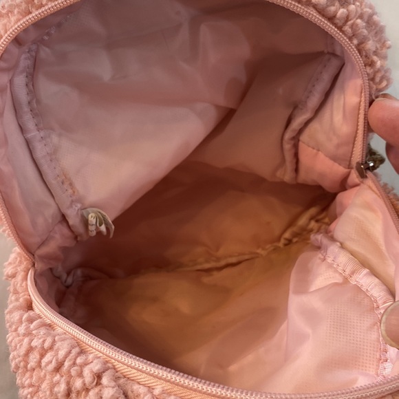 Fuzzy Pink Mini Small Backpack Purse Handbag with Gold Straps - Picture 7 of 11